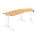 Schäfer Shop Genius Schreibtisch 135° Planova Ergostyle , Ansatz rechts, man. höheneinstellbar, B 2165 x T 800 mm , Buche-Dekor/weiß