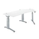 Schäfer Shop Genius Schreibtisch 135° Planova Ergostyle , Ansatz rechts, man. höheneinstellbar, B 2165 x T 800 mm , weiß/weißalu