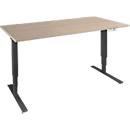 Schäfer Shop Genius Schreibtisch AERO FLEX, elektrisch höhenverstellbar, Rechteck, C-Fuß, B 1200 mm, Eiche/schwarz + Memorypanel