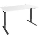 Schäfer Shop Genius Schreibtisch AERO FLEX, elektrisch höhenverstellbar, Rechteck, C-Fuß, B 1200 mm, weiß/schwarz + Memorypanel