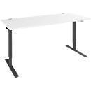 Schäfer Shop Genius Schreibtisch AERO FLEX, elektrisch höhenverstellbar, Rechteck, C-Fuß, B 1800 x T 800 x H 700-1200 mm, weiß/schwarz + Memorypanel