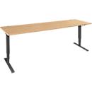 Schäfer Shop Genius Schreibtisch AERO FLEX, elektrisch höhenverstellbar, Rechteck, C-Fuß, B 2000 x T 800 x H 700-1200 mm, Buche/schwarz + Memorypanel