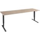 Schäfer Shop Genius Schreibtisch AERO FLEX, elektrisch höhenverstellbar, Rechteck, C-Fuß, B 2000 x T 800 x H 700-1200 mm, Eiche/schwarz + Memorypanel