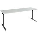 Schäfer Shop Genius Schreibtisch AERO FLEX, elektrisch höhenverstellbar, Rechteck, C-Fuß, B 2000 x T 800 x H 700-1200 mm, lichtgrau/schwarz + Memorypanel