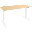 Schäfer Shop Genius Schreibtisch AERO FLEX, elektrisch höhenverstellbar, Rechteck, T-Fuß, B 1200 mm, Ahorn/weiß + Memorypanel