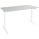Schäfer Shop Genius Schreibtisch AERO FLEX, elektrisch höhenverstellbar, Rechteck, T-Fuß, B 1200 mm, lichtgrau/weißalu + Memorypanel