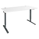 Schäfer Shop Genius Schreibtisch AERO FLEX, elektrisch höhenverstellbar, Rechteck, T-Fuß, B 1200 mm, weiß/antharzit + Memorypanel