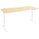 Schäfer Shop Genius Schreibtisch AERO FLEX, elektrisch höhenverstellbar, Rechteck, T-Fuß, B 1600 mm, Ahorn/weiß + Memorypanel