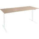 Schäfer Shop Genius Schreibtisch AERO FLEX, elektrisch höhenverstellbar, Rechteck, T-Fuß, B 1600 mm, Eiche/weiß + Memorypanel
