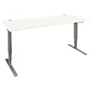 Schäfer Shop Genius Schreibtisch AERO FLEX, elektrisch höhenverstellbar, Rechteck, T-Fuß, B 1600 mm, weiß/antharzit + Memorypanel