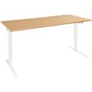 Schäfer Shop Genius Schreibtisch AERO FLEX, elektrisch höhenverstellbar, Rechteck, T-Fuß, B 1800 mm, Buche/weiß + Memorypanel