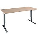 Schäfer Shop Genius Schreibtisch AERO FLEX, elektrisch höhenverstellbar, Rechteck, T-Fuß, B 1800 mm, Eiche/anthrazit + Memorypanel