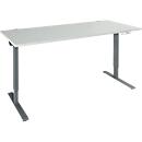 Schäfer Shop Genius Schreibtisch AERO FLEX, elektrisch höhenverstellbar, Rechteck, T-Fuß, B 1800 mm, lichtgrau/anthrazit + Memorypanel