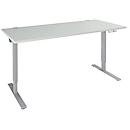 Schäfer Shop Genius Schreibtisch AERO FLEX, elektrisch höhenverstellbar, Rechteck, T-Fuß, B 1800 mm, lichtgrau/weißalu