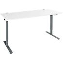 Schäfer Shop Genius Schreibtisch AERO FLEX, elektrisch höhenverstellbar, Rechteck, T-Fuß, B 1800 mm, weiß/antharzit + Memorypanel