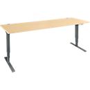 Schäfer Shop Genius Schreibtisch AERO FLEX, elektrisch höhenverstellbar, Rechteck, T-Fuß, B 2000 mm, Ahorn/anthrazit + Memorypanel
