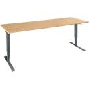 Schäfer Shop Genius Schreibtisch AERO FLEX, elektrisch höhenverstellbar, Rechteck, T-Fuß, B 2000 mm, Buche/anthrazit + Memorypanel