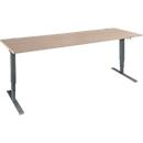 Schäfer Shop Genius Schreibtisch AERO FLEX, elektrisch höhenverstellbar, Rechteck, T-Fuß, B 2000 mm, Eiche/anthrazit + Memorypanel