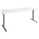 Schäfer Shop Genius Schreibtisch AERO FLEX, elektrisch höhenverstellbar, Rechteck, T-Fuß, B 2000 mm, weiß/antharzit + Memorypanel