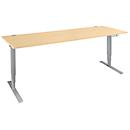 Schäfer Shop Genius Schreibtisch AERO FLEX, elektrisch höhenverstellbar, Rechteck, T-Fuß, B 2000 x T 800 x H 620-1280 mm, Ahorn/weißalu