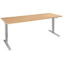 Schäfer Shop Genius Schreibtisch AERO FLEX, elektrisch höhenverstellbar, Rechteck, T-Fuß, B 2000 x T 800 x H 620-1280 mm, Buche/weißalu