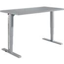 Schäfer Shop Genius Schreibtisch Elements, elektrisch höhenverstellbar, Rechteck, T-Fuß, B 1600 x T 800 x H 645-1300 mm, silber/weiß + Technikeinbau