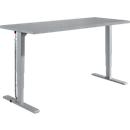 Schäfer Shop Genius Schreibtisch Elements, elektrisch höhenverstellbar, Rechteck, T-Fuß, B 1800 x T 800 x H 645-1300 mm, silber/weiß + Technikeinbau