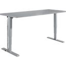 Schäfer Shop Genius Schreibtisch Elements, elektrisch höhenverstellbar, Rechteck, T-Fuß, B 2000 x T 800 x H 645-1300 mm, silber/weiß + Technikeinbau