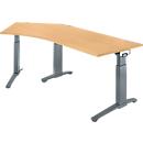 Schäfer Shop Genius Schreibtisch ERGOSTYLE S, 135°, C-Fuß Gestell, Ansatz links, manuell höhenverstellbar, melaminharzbeschichtet, B 2165 x T 800 x H 675-895 mm, Buche/anthrazit