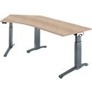 Schäfer Shop Genius Schreibtisch ERGOSTYLE S, 135°, einstufig, elektrisch höhenverstellbar, Ansatz links, C-Fuß, B 2165 x T 800 x H 715-1182 mm, inkl. Memory Master, Eiche/anthrazit