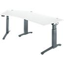 Schäfer Shop Genius Schreibtisch ERGOSTYLE S, 135°, einstufig, elektrisch höhenverstellbar, Ansatz links, C-Fuß, B 2165 x T 800 x H 715-1182 mm, inkl. Memory Master, weiß/anthrazit