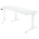 Schäfer Shop Genius Schreibtisch ERGOSTYLE S, 135°, einstufig, elektrisch höhenverstellbar, Ansatz links, C-Fuß, B 2165 x T 800 x H 715-1182 mm, inkl. Memory Master, weiß/weiß