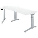 Schäfer Shop Genius Schreibtisch ERGOSTYLE S, 135°, einstufig, elektrisch höhenverstellbar, Ansatz links, C-Fuß, B 2165 x T 800 x H 715-1182 mm, inkl. Memory Master, weißaluminium/weiß