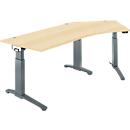 Schäfer Shop Genius Schreibtisch ERGOSTYLE S, 135°, einstufig, elektrisch höhenverstellbar, Ansatz rechts, C-Fuß, B 2165 x T 800 x H 715-1182 mm, inkl. Memory Master, Ahorn/anthrazit