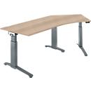Schäfer Shop Genius Schreibtisch ERGOSTYLE S, 135°, einstufig, elektrisch höhenverstellbar, Ansatz rechts, C-Fuß, B 2165 x T 800 x H 715-1182 mm, inkl. Memory Master, Eiche/anthrazit