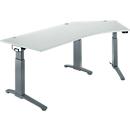 Schäfer Shop Genius Schreibtisch ERGOSTYLE S, 135°, einstufig, elektrisch höhenverstellbar, Ansatz rechts, C-Fuß, B 2165 x T 800 x H 715-1182 mm, inkl. Memory Master, lichtgrau/anthrazit