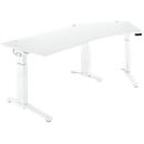 Schäfer Shop Genius Schreibtisch ERGOSTYLE S, 135°, einstufig, elektrisch höhenverstellbar, Ansatz rechts, C-Fuß, B 2165 x T 800 x H 715-1182 mm, inkl. Memory Master, weiß/weiß