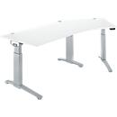 Schäfer Shop Genius Schreibtisch ERGOSTYLE S, 135°, einstufig, elektrisch höhenverstellbar, Ansatz rechts, C-Fuß, B 2165 x T 800 x H 715-1182 mm, inkl. Memory Master, weiß/weißaluminium