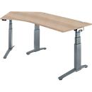 Schäfer Shop Genius Schreibtisch ERGOSTYLE S, 135°, elektrisch höhenverstellbar, Ansatz links, zweistufig, C-Fuß, B 2165 x T 800 x H 645-1305 mm, inkl. Memory Master, Eiche/anthrazit
