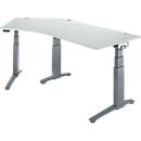 Schäfer Shop Genius Schreibtisch ERGOSTYLE S, 135°, elektrisch höhenverstellbar, Ansatz links, zweistufig, C-Fuß, B 2165 x T 800 x H 645-1305 mm, inkl. Memory Master, lichtgrau/anthrazit