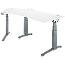 Schäfer Shop Genius Schreibtisch ERGOSTYLE S, 135°, elektrisch höhenverstellbar, Ansatz links, zweistufig, C-Fuß, B 2165 x T 800 x H 645-1305 mm, inkl. Memory Master, weiß/anthrazit