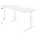 Schäfer Shop Genius Schreibtisch ERGOSTYLE S, 135°, elektrisch höhenverstellbar, Ansatz links, zweistufig, C-Fuß, B 2165 x T 800 x H 645-1305 mm, inkl. Memory Master, weiß/weiß