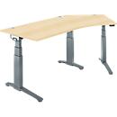 Schäfer Shop Genius Schreibtisch ERGOSTYLE S, 135°, elektrisch höhenverstellbar, Ansatz rechts, zweistufig, C-Fuß, B 2165 x T 800 x H 645-1305 mm, inkl. Memory Master, Ahorn/anthrazit