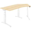 Schäfer Shop Genius Schreibtisch ERGOSTYLE S, 135°, elektrisch höhenverstellbar, Ansatz rechts, zweistufig, C-Fuß, B 2165 x T 800 x H 645-1305 mm, inkl. Memory Master, Ahorn/weiß