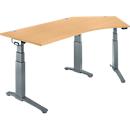 Schäfer Shop Genius Schreibtisch ERGOSTYLE S, 135°, elektrisch höhenverstellbar, Ansatz rechts, zweistufig, C-Fuß, B 2165 x T 800 x H 645-1305 mm, inkl. Memory Master, Buche/anthrazit