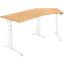 Schäfer Shop Genius Schreibtisch ERGOSTYLE S, 135°, elektrisch höhenverstellbar, Ansatz rechts, zweistufig, C-Fuß, B 2165 x T 800 x H 645-1305 mm, inkl. Memory Master, Buche/weiß