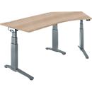 Schäfer Shop Genius Schreibtisch ERGOSTYLE S, 135°, elektrisch höhenverstellbar, Ansatz rechts, zweistufig, C-Fuß, B 2165 x T 800 x H 645-1305 mm, inkl. Memory Master, Eiche/anthrazit