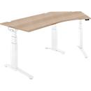 Schäfer Shop Genius Schreibtisch ERGOSTYLE S, 135°, elektrisch höhenverstellbar, Ansatz rechts, zweistufig, C-Fuß, B 2165 x T 800 x H 645-1305 mm, inkl. Memory Master, Eiche/weiß