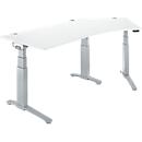 Schäfer Shop Genius Schreibtisch ERGOSTYLE S, 135°, elektrisch höhenverstellbar, Ansatz rechts, zweistufig, C-Fuß, B 2165 x T 800 x H 645-1305 mm, inkl. Memory Master, weiß/weißaluminium