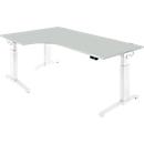 Schäfer Shop Genius Schreibtisch ERGOSTYLE S, 90°, elektrisch höhenverstellbar, Ansatz links, C-Fuß, einstufig, B 2000 x T 800 x H 715 - 1182 mm, inkl. Memory Master, lichtgrau/weiß
